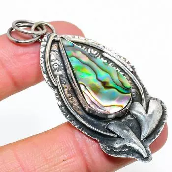 Подвеска из натурального камня-ракушки абалон из стерлингового серебра 925 пробы 2,68 дюйма j4A22