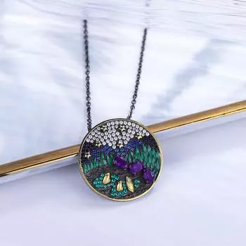 Подвеска из натурального камня с аметистом, ниша, высококачественные ювелирные изделия из стерлингового серебра 925 пробы, оригинальный дизайн, красочное ожерелье с сокровищами 925 silver