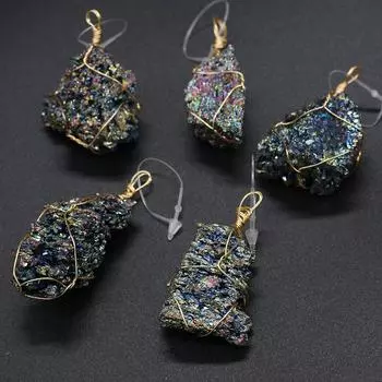 Подвеска из натурального камня с неравномерной обмоткой, хрустальная подвеска для изготовления ювелирных изделий, подвески, аксессуары для ожерелья своими руками 26x40-30x45mm