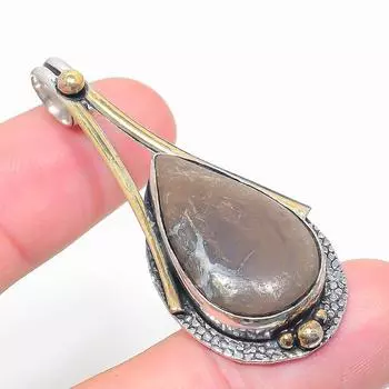 Подвеска из натурального камня с трещинами в грязи, двухцветная подвеска из стерлингового серебра 925 пробы, 2,13 дюйма, r8N84