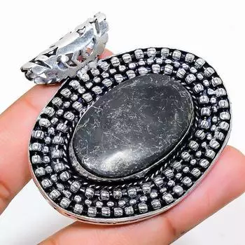 Подвеска из натурального камня с трещинами в грязи ископаемого камня из стерлингового серебра 925 пробы 1,97 дюйма f2S82