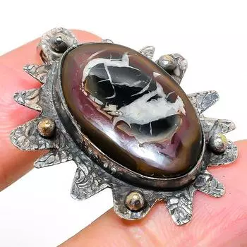 Подвеска из натурального камня с трещинами в грязи ископаемого камня из стерлингового серебра 925 пробы 1,50 дюйма w1H96