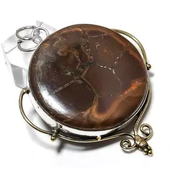 Подвеска из натурального камня с трещинами в грязи, двухцветная подвеска из стерлингового серебра 925 пробы, 2,48 дюйма, Z4n00