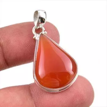 Подвеска из натурального камня сердолик, 925 пробы, 1,50 дюйма, f6C02
