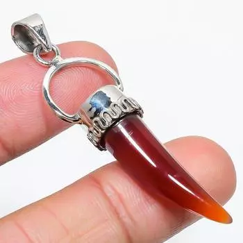 Подвеска из натурального камня сердолик 925 пробы из стерлингового серебра 2,50 дюйма J0r94