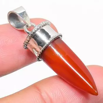 Подвеска из натурального камня сердолик из стерлингового серебра 925 пробы 1,75 дюйма O6z87