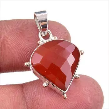 Подвеска из натурального камня сердолик, ручная работа, из стерлингового серебра 925 пробы, 1,25 дюйма, A2g61