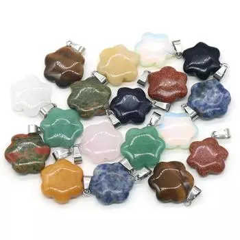 Подвеска из натурального камня шестиугольная форма цветка Кристалл Розовый кварц Унакит Желтый нефрит Подвески для изготовления ювелирных изделий DIY Ожерелье Серьги Аксессуары 20 мм 2Pc/20mm-Yellow Jade