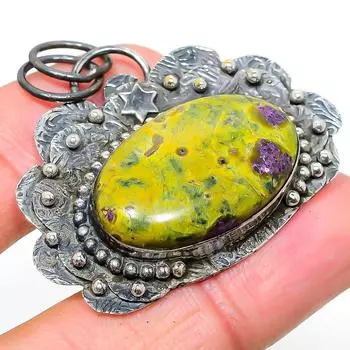 Подвеска из натурального камня стихтит, стерлинговое серебро 925 пробы, подарочный кулон 1,77 дюйма f2l79