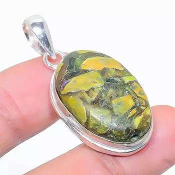 Подвеска из натурального камня стихтит, стерлинговое серебро 925 пробы, 1,58 дюйма, t2O99