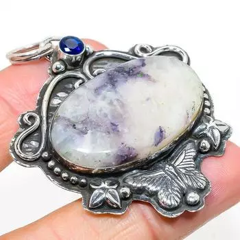 Подвеска из натурального камня Тиффани, голубого топаза, стерлингового серебра 925 пробы, 2,48 дюйма, L6c16