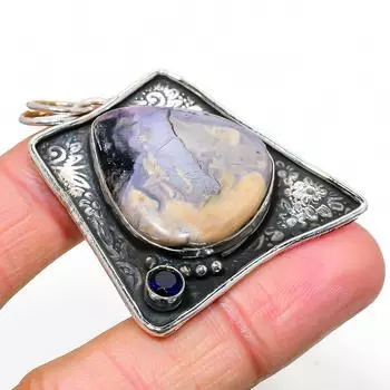 Подвеска из натурального камня Тиффани, голубого топаза, стерлингового серебра 925 пробы, 2,01 дюйма, w8r81