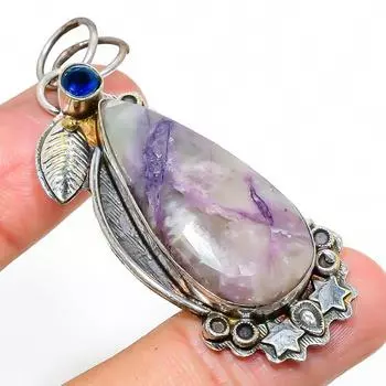 Подвеска из натурального камня Тиффани, голубого топаза из стерлингового серебра 925 пробы 2,44 дюйма z4Z78