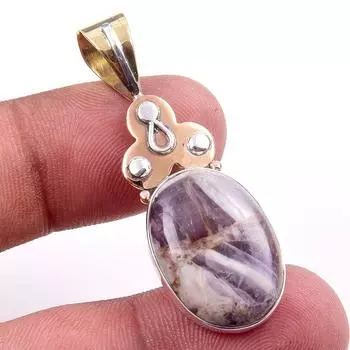 Подвеска из натурального камня Тиффани из стерлингового серебра 925 пробы в двухцветном исполнении 1,75 дюйма Z5r26