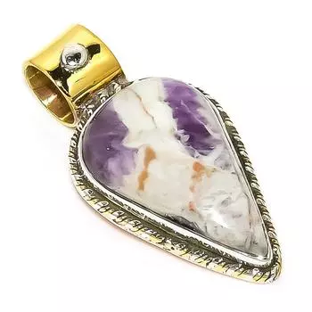 Подвеска из натурального камня Тиффани из двухцветного стерлингового серебра 925 пробы 1,25 дюйма o0h26