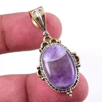 Подвеска из натурального камня Тиффани из стерлингового серебра 925 пробы в двухцветном исполнении 1,75 дюйма P3h64