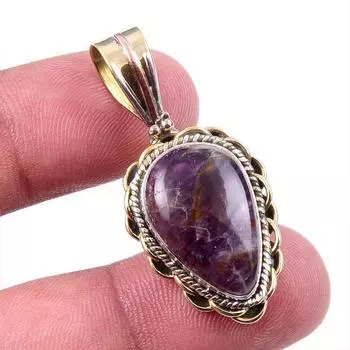 Подвеска из натурального камня Тиффани из стерлингового серебра 925 пробы в двухцветном исполнении 1,50 дюйма N6o48