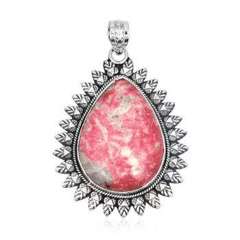 Подвеска из натурального камня тулит, серебро 925 пробы, драгоценный камень грушевидной формы, ювелирные изделия ручной работы, подарок для женщин, пасхальный подарок розовый