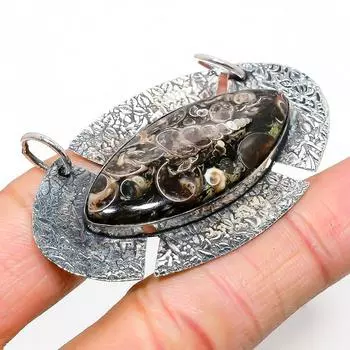 Подвеска из натурального камня Turritella Fossil из стерлингового серебра 925 пробы 1,42 дюйма g1T97