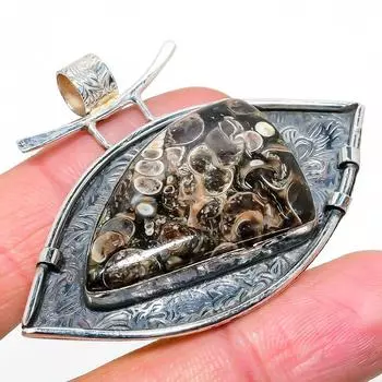 Подвеска из натурального камня Turritella Fossil из стерлингового серебра 925 пробы 1,81 дюйма k4C76