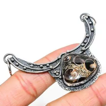 Подвеска из натурального камня Turritella Fossil из стерлингового серебра 925 пробы 2,36 дюйма M5c73