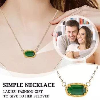 Подвеска из натурального камня в ожерелье в подарок для девочек One Size зелёный