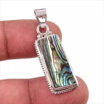 Подвеска из натурального камня в виде ракушки-ушка из стерлингового серебра 925 пробы 1,5 дюйма r4p62