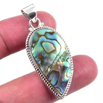 Подвеска из натурального камня в виде ракушки-ушка из стерлингового серебра 925 пробы 1,75 дюйма I8W56