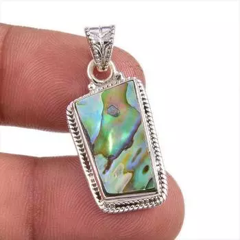 Подвеска из натурального камня в виде ракушки-ушка из стерлингового серебра 925 пробы 1,5 дюйма A0j05