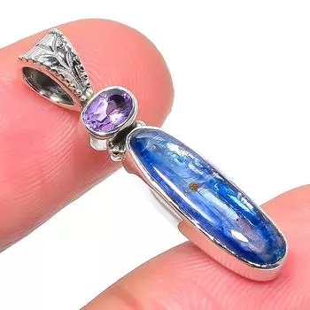 Подвеска из натурального кианита, аметиста, из стерлингового серебра 925 пробы, 1,26 дюйма, z1T84