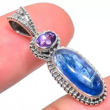 Подвеска из натурального кианита, аметиста, из стерлингового серебра 925 пробы, 1,30 дюйма, A4G29