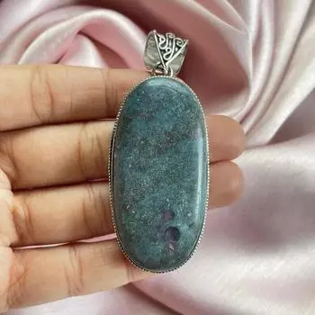 Подвеска из натурального кианита с серебряной цепочкой, подвеска из стерлингового серебра 925 пробы