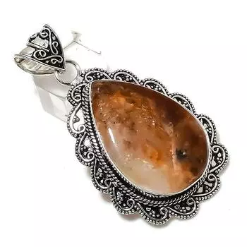 Подвеска из натурального клубничного кварца из стерлингового серебра 925 пробы 2,48 дюйма f9h42