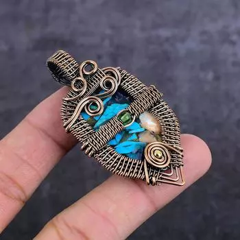 Подвеска из натурального колючего устричного драгоценного камня в виде медной проволоки 2,64 дюйма O1g13