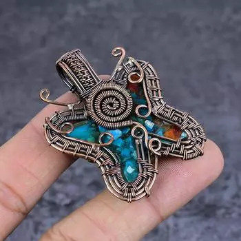 Подвеска из натурального колючего устричного драгоценного камня в виде медной проволоки 2,13 дюйма c5t81