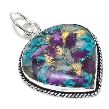 Подвеска из натурального колючего устричного камня ручной работы из стерлингового серебра 925 пробы 2,21 дюйма o1I70