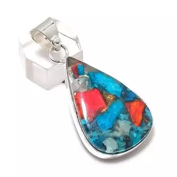 Подвеска из натурального колючего устричного камня из стерлингового серебра 925 пробы 2,05 дюйма C4m75