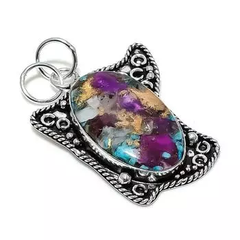 Подвеска из натурального колючего устричного камня ручной работы из стерлингового серебра 925 пробы 2,17 дюйма h2o89