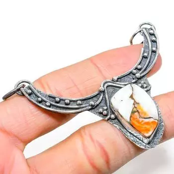 Подвеска из натурального колючего устричного камня ручной работы из стерлингового серебра 925 пробы 2,56 дюйма H7t29