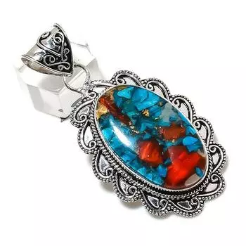 Подвеска из натурального колючего устричного камня ручной работы из стерлингового серебра 925 пробы 2,44 дюйма V0i87