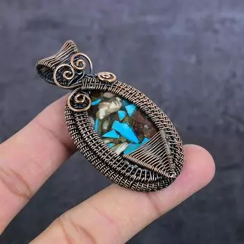 Подвеска из натурального колючего устричного камня с медной проволокой 2,68 дюйма y5m48