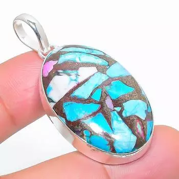 Подвеска из натурального колючего устричного камня ручной работы из стерлингового серебра 925 пробы 1,93 дюйма W4Q90