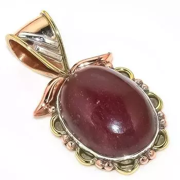 Подвеска из натурального красного драгоценного камня яшмы двухцветная из стерлингового серебра 925 пробы 1,25 дюйма I2V27