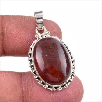 Подвеска из натурального красного драгоценного камня яшмы 925 пробы из стерлингового серебра 1,50 дюйма F5V01
