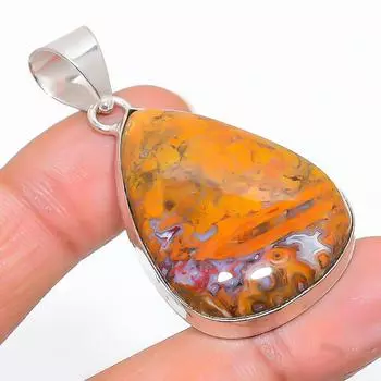 Подвеска из натурального красного камня ручной работы из стерлингового серебра 925 пробы 1,97 дюйма D7m65