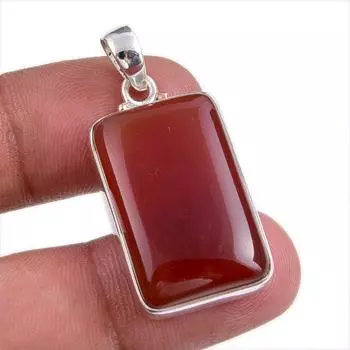 Подвеска из натурального красного оникса ручной работы из цельного серебра 925 пробы 1,50 i8F11
