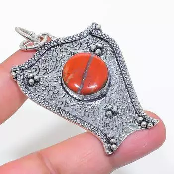 Подвеска из натурального красного речного яшмы из стерлингового серебра 925 пробы 2,48 дюйма m2M21