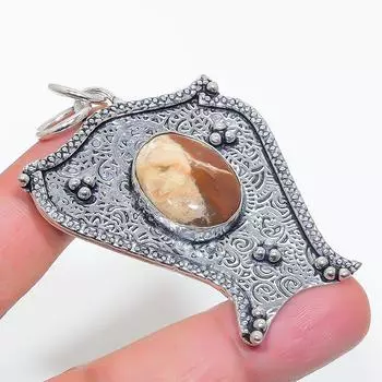 Подвеска из натурального красного речного яшмы из стерлингового серебра 925 пробы 2,56 дюйма Q5k43