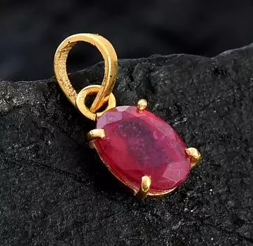 Подвеска из натурального красного рубина, позолоченный 14 карат, свадебный медальон для подарка ей L красный