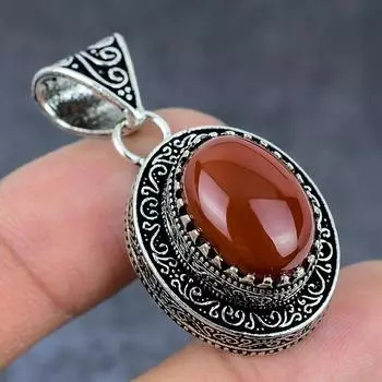 Подвеска из натурального красного сердолика из стерлингового серебра 925 пробы 1,77 дюйма I8Z02